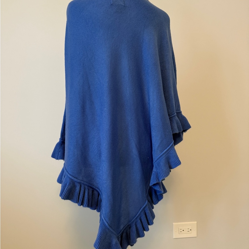 April Marin Blue Ruffled Poncho - Picture 3 of 6